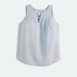 Tini Sleeveless Double Tie Front Split Neck Top 2X Light Blue. Like New